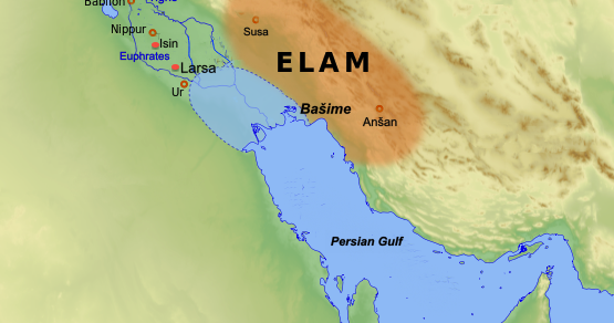 Mapa de Elam y el Golfo Pérsico