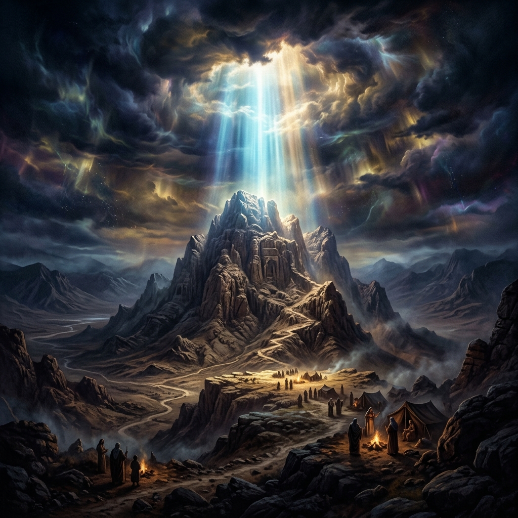 Luz divina sobre el monte